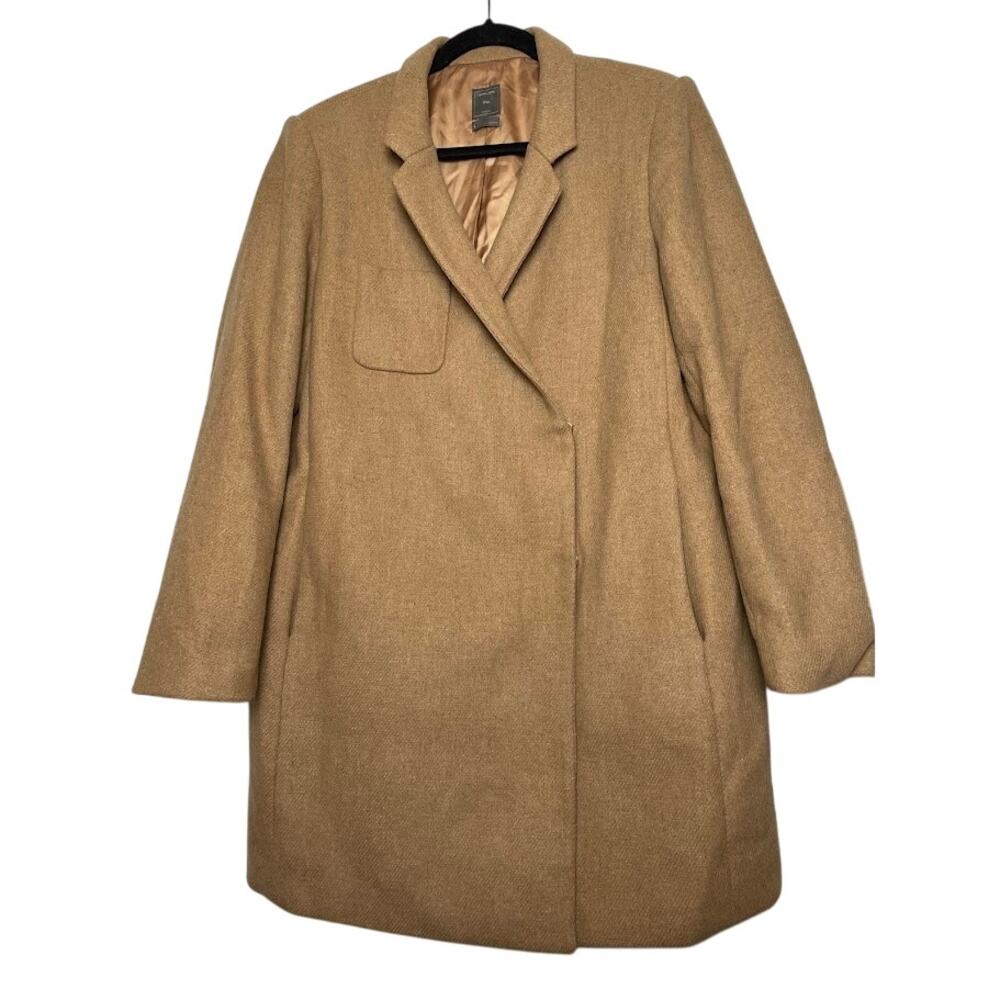 Gap Wool Car Coat Camel Tan Womens Large Double Breasted Tan Trench Dress Coat